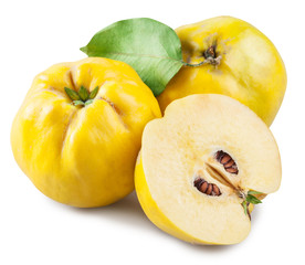 Naklejka na ściany i meble Apple-quince and piece of quince. File contains clipping path.