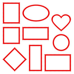 10 Blank Stamps Red Frame