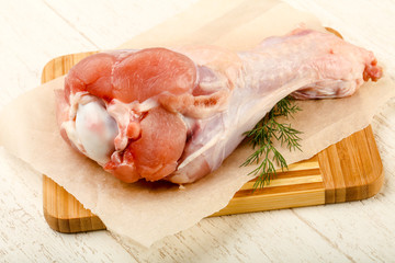 Raw turkey leg
