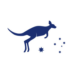 kangaroo silhouette of Australian animal. logo design. Jumping kangaroo on a white background. Vector illustration