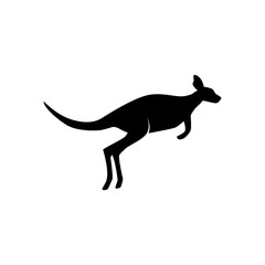 Fototapeta na wymiar kangaroo silhouette of Australian animal. logo design. Jumping kangaroo on a white background. Vector illustration