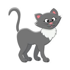 Cute cartoon cat. Vector illustration isolated on white background.