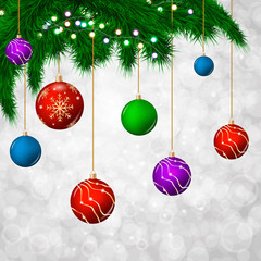 Christmas background with green fir tree branches