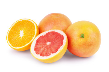 Orange grapefruit closeup isolated on white background
