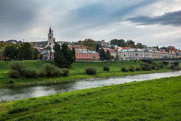 Fototapeta premium Panorama of Przemysl city and San river, Podkarpackie, Poland
