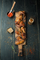 Grilled chicken wings with spices and rosemary