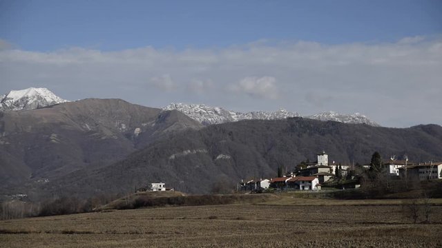 video of landscape with castle on the hills of Friuli