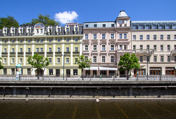 Fototapeta premium Beautiful buildings of Karlovy Vary, Czech Republic