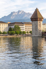 Famous Chapel Bridge, Lucerne, Switzerland