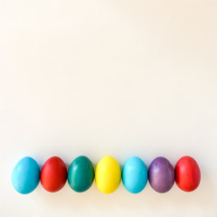Colorful Easter eggs on white background.