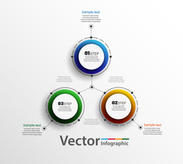 Fototapeta premium Abstract infographics number options template with three steps . Can be used for workflow layout, diagram, business step options, banner, web design. Vector eps 10