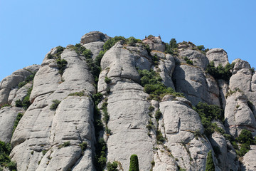 Montserrat mountain, cross on the mountain, Spain