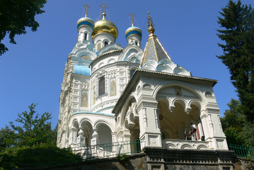 Fototapeta na wymiar Russian orthodox church in Karlovy Vary, Czech Republic