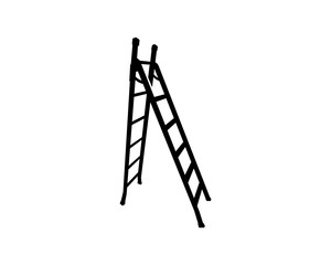Black Line Art Stairs Tool for Climbing Illustration Symbol Logo Vector