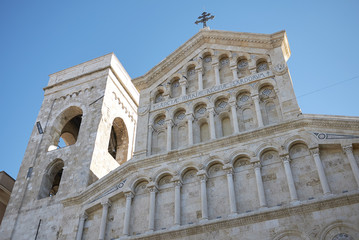 Obraz premium Cagliari, Italy - November 11, 2017 : View of Cagliari cathedral (Saint Mary) facade