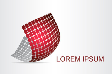 Logo stylized spherical surface with abstract shapes