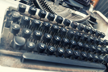 Antique typewriter, closeup.