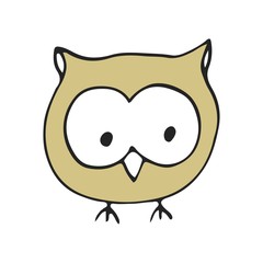 Hand drawn owl. Nursery poster in scandinavian style. Monochrome vector illustration