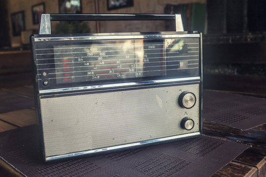 Old radio in vintage color