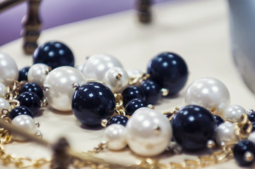 Beads of faux black and white pearls