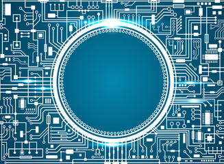 Fototapeta premium Computer circuit board with copy-space. Vector black illustration isolated on white.