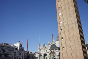 Venezia, Italy - September 08, 2015 : San Marco church and its bell tower