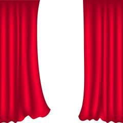 Red curtains. The cloth. Vector illustration. A piece of interior.