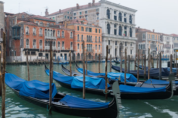 Fototapeta na wymiar Gondolas in canal grande , Venice , Italy 