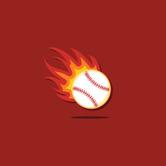 Baseball Fire Vector Template Design