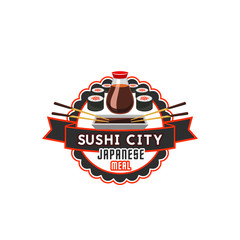 Vector sushi icon for Japanese cuisine restaurant