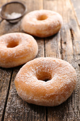 donut on wood background