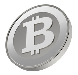 Bitcoin isolated on white. 3D illustration.