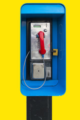 Public telephone wallet city of Guatemala, CLIPPING PATH.