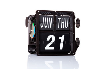 Mechanical calendar retro date 21 June, 2018 on isolated Father's Day .