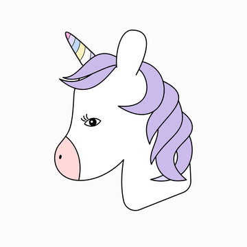 Cute fantasy head horse unicorn portrait. Design  for children.