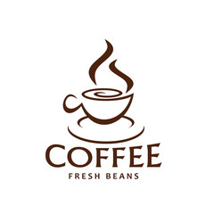 Vector coffe cup and steam icon for coffee beans