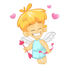 Cupid cartoon mascot. Vector icon or print for t-shirt. St. Valentine's Day