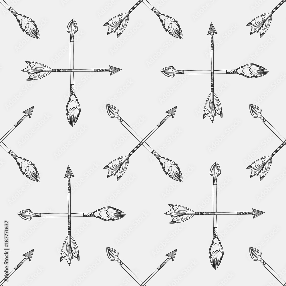 Poster sketches arrows seamless pattern