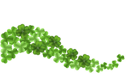 Background for St. Patrick's day with three and four leaf clovers. Vector illustration with copy space for template design.