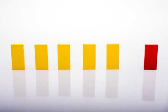 Coorful domino blocks on white background