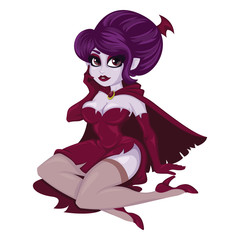 Vampire girl. Halloween costume. Isolated objects on white background. Vector illustration.