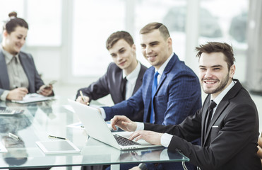 business team working with documents at his workplace