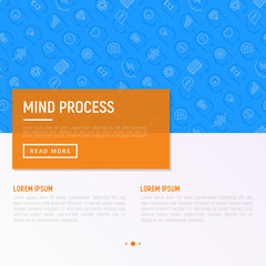 Mind process concept with thin line icons set: intelligence, passion, conflict, innovation, time management, exploration, education, logical thinking. Modern vector illustration for web page.