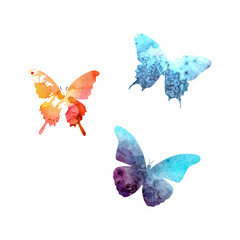 Map of France in color of National Flag. Silhouette of Country isolated on white background.