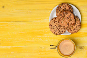 Traditional snack for tea time. Drink and homemade goods