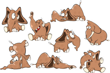 Set of  Cartoon Illustration  Elephants for you Design