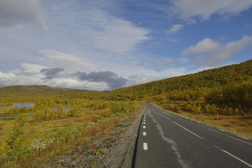 Auf der  Wildnisstraße (schwedisch Vildmarksvägen) entlang der Schwedisch-norwegischen Grenze 