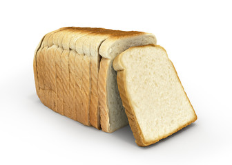 Sliced bread isolated on white background 3d