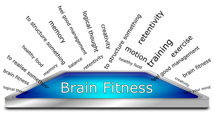 Brain Fitness wordcloud - 3D illustration