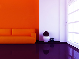 sofa in the room, 3d